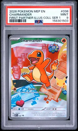 2026 Pokemon Mep En-Me Black Star Promo #038 Charmander First Partner PSA 9 - Image 1