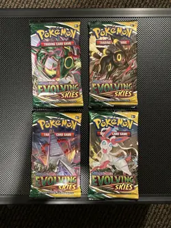 Pokemon Cards Evolving Skies Booster Pack Art Set of 4! Brand new and Sealed! - Image 1