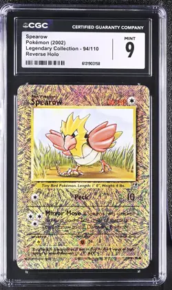 CGC 9 MINT Spearow 94/110 Legendary (collection) Reverse Holo Pokemon Card - Image 1