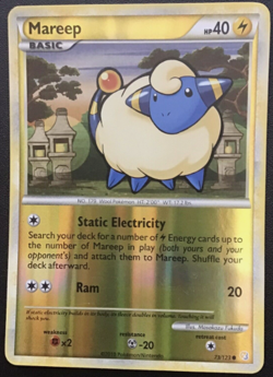 Pokemon - Mareep - 73/123 - LP - Reverse Holo - HeartGold & SoulSilver - Image 1