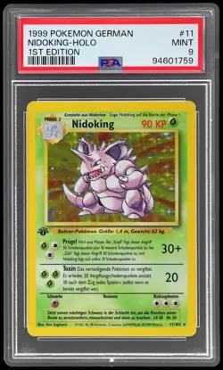 1999 Pokemon Base Set German Nidoking #11 PSA 9 1st Edition Mint Holo - Image 1
