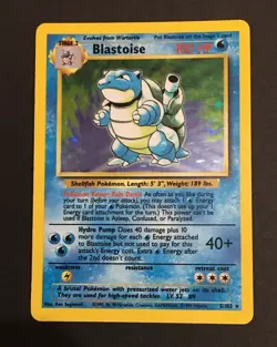 1999 Wizard Pokemon TCG Base Set Unlimited Blastoise 2/102 Holo RARE SP MINT - Image 1