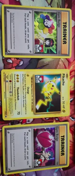 Pokemon TCG Kanto Gym Badge League Holo BSP XY202-XY210 w/ Pikachu COMPLETE SET - Image 3