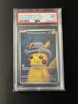Pikachu with Grey Felt Hat Full Art 085 Van Gogh Promo Pokemon TCG PSA 9 - Image 1