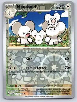 Maushold 161/198 Uncommon Scarlet & Violet Pokemon Reverse Holo Near Mint - Image 1