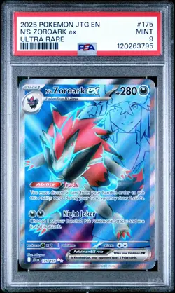 2025 POKEMON JTG EN-JOURNEY TOGETHER ULTRA RARE #175 N'S ZOROARK EX PSA 9 - Image 1