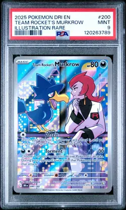 2025 Pokemon SV Destined Rivals Team Rocket's Murkrow #200/182 PSA 9 - Image 1