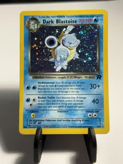 Dark Blastoise SWIRL Pokemon Team Rocket Unlimited Holo 3/82 HP - Image 1