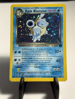 Dark Blastoise SWIRL Pokemon Team Rocket Unlimited Holo 3/82 HP - Image 2