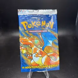 1999 Pokemon Base Set Charizard EMPTY Booster Pack Wrapper Vintage Wizards WOTC - Image 1