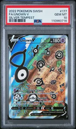 2022 POKEMON SWORD & SHIELD SILVER TEMPEST #177 FULL ART/UNOWN V PSA 10 - Image 1