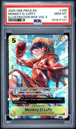 2025 ONE PIECE PROMOS ILLUSTRATION BOX VOL.3 #109 MONKEY D. LUFFY PSA 10 - Image 1