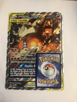 Reshiram & Charizard GX SM201 Full Art JUMBO Black Star Promo Pokemon DAMAGE - Image 1