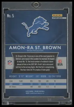2025 Panini Prizm #5 Amon-Ra St. Brown Flashback Prizms - Image 2