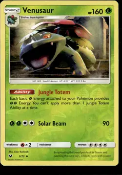 Pokemon Venusaur 3/73 Shining Legends Reverse Holo Uncommon LP - Image 1
