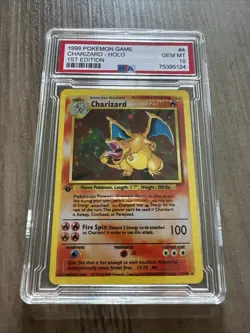 1999 Pokemon Base Set Unlimited Charizard Holo #4 PSA 10 Novelty Piece. - Image 1