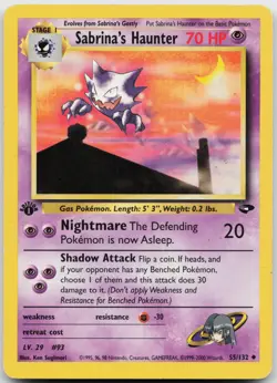 Sabrina's Haunter 55/132 Uncommon Gym Challenge Pokemon 1st Edition MP - Image 1