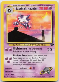 Sabrina's Haunter 55/132 Uncommon Gym Challenge Pokemon Unlimited MP - Image 1