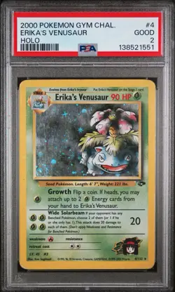 2000 Pokmeon Gym Challenge Erika’s Venusaur PSA 2 Holo #4 LOW POP 50! w Swirl🌀 - Image 1