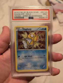 2016 Pokemon XY Black Star Promo Shiny Mega Gyarados Magikarp #XY143 PSA 9 Holo - Image 1