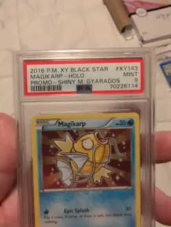2016 Pokemon XY Black Star Promo Shiny Mega Gyarados Magikarp #XY143 PSA 9 Holo - Image 3