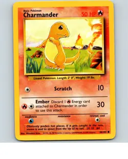Charmander 46/102 Common Base Set Unlimited Pokemon Near Mint - Image 1