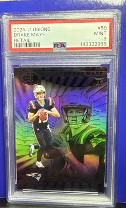 2024 Panini Illusions DRAKE MAYE RC #59 PSA MINT 9 PATRIOTS - Image 1