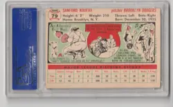 1956 Topps #79 Sandy Koufax White Back PSA 6 EX-MT Dodgers HOF VINTAGE 1950S - Image 2