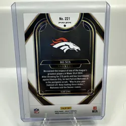 2024 Panini Select - Club Level Bo Nix #221 Black & Red Shock Prizm (RC) - Image 2