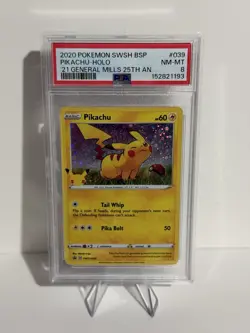 Pokemon TCG Pikachu General Mills Promos SWSH039 Holo Promo Card PSA 8 NM-MT - Image 1