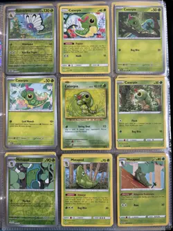 Pokemon Card Species Set Lot - 9x Unique Cards / Caterpie Family 4 - Image 1