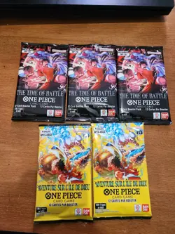 5 boosters (2x op15 fr and 3x op16 en) one piece tcg - Image 1