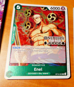 ONE PIECE ENGLISH CARD JUDGE GAME CARTE PROMO HOLO Enel OP10-025 EN MINT - Image 1