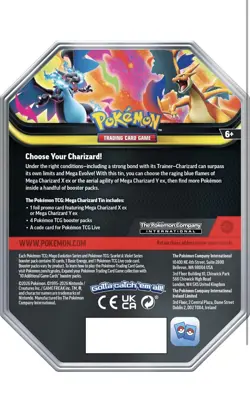 Pokemon TCG Mega Charizard X Ex Tin Brand New + Sealed- 4 booster packs + promo - Image 4
