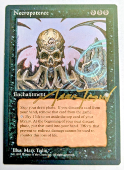 MTG ICE AGE Necropotence SIGNED IN GOLD BY MARK TEDIN - Image 1