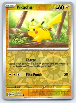 Pokemon Pikachu SV: Scarlet & Violet 151 (MEW) Common Reverse Holofoil 025/165 N - Image 1