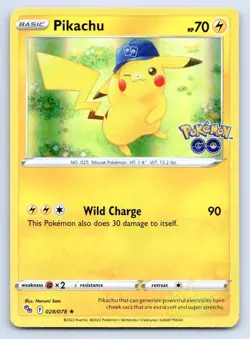 Pokemon Pikachu Pokemon GO PGO R HOLO 028/078 NM - Image 1