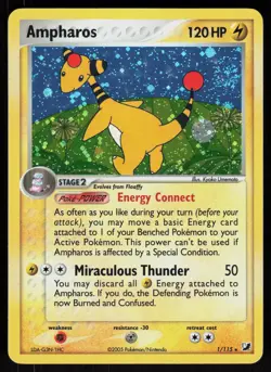 Pokemon Ampharos 1/115 Unseen Forces Holo Rare Holo Near Mint - Image 1