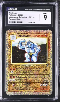 CGC 9 MINT Machoke 51/110 Legendary (collection) Reverse Holo Pokemon Card - Image 1