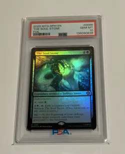 2025 MTG MARVEL'S SPIDER-MAN #0066 THE SOUL STONE PSA 10 Foil - Image 1