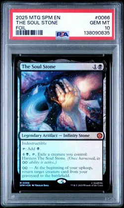 2025 MTG MARVEL'S SPIDER-MAN #0066 THE SOUL STONE PSA 10 Foil - Image 4