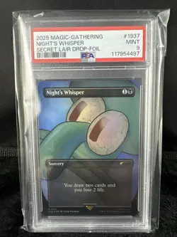 2025 Magic Gathering SpongeBob Secret Lair Night’s Whisper Foil #1937 PSA 9 - Image 1