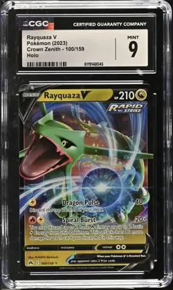 Pokemon Rayquaza V CGC 9 Crown Zenith 100/159 Ultra Rare Holo Mint Slab - Image 1