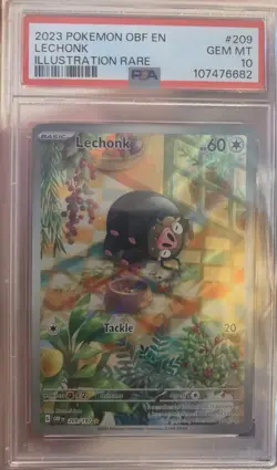2023 POKEMON OBF EN-OBSIDIAN FLAMES ILLUSTRATION RARE #209 LECHONK PSA 10 - Image 1