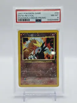 Entei WOTC Promo Reverse Holo Pokemon #34 PSA 8 - Image 1