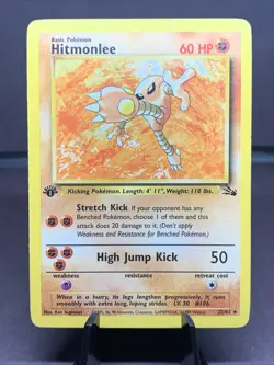 Pokemon TCG 1st Edition Hitmonlee 22/62 Fossil Set Non Holo Rare VTG WOTC MP - Image 1