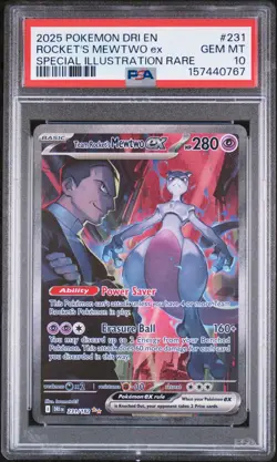2025 POKEMON DRI EN-DESTINED RIVALS #231 TEAM ROCKET'S MEWTWO EX PSA 10 - Image 1