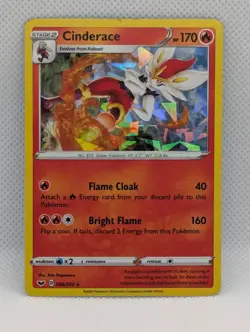CINDERACE (CRACKED ICE HOLO) 36/202 HOLO DECK EXCLUSIVES POKEMON MP (BENT) - Image 1