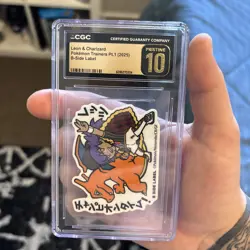 Pokemon Charizard and Leon B Side Label Sticker CGC pristine 10 - Image 1