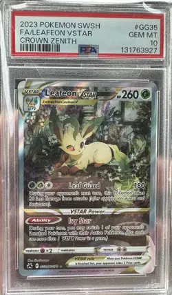 Leafeon VStar GG35 PSA 10 Crown Zenith Galarian Gallery Pokemon TCG - Gem Mint - Image 1